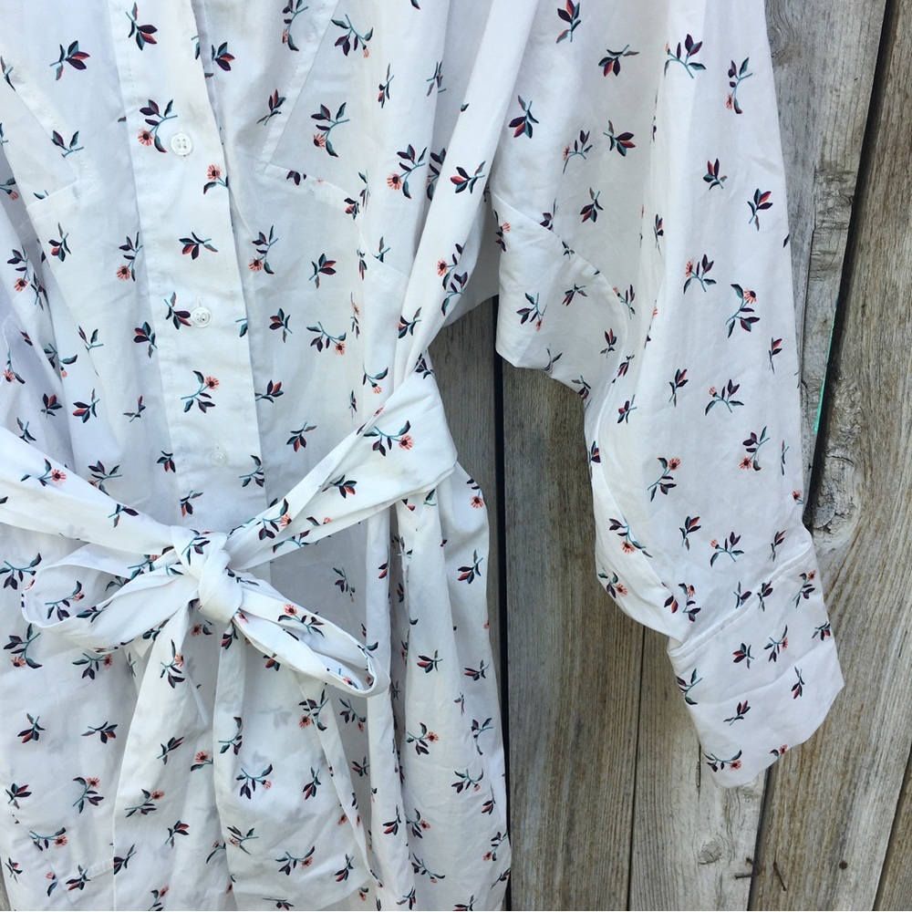 New Munthe Patrina Floral Long Sleeve Stretch Organic Cotton Shirtdress White 36 - Picture 9 of 16